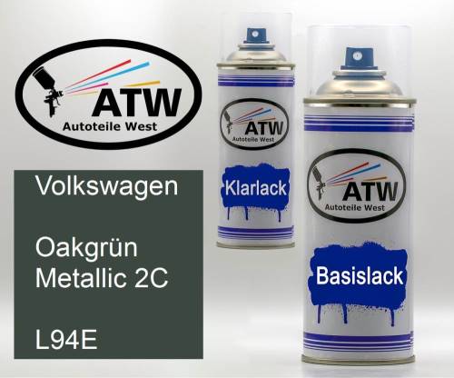 Volkswagen, Oakgrün Metallic 2C, L94E: 400ml Sprühdose + 400ml Klarlack - Set, von ATW Autoteile West.